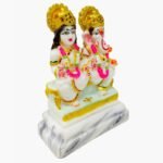 Side view of Marble Dust Laxmi Ganesh Joint Idol showing side details