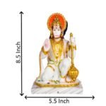 Dimension chart showing 8.5 inch height and 5.5 inch width of Seated Marble Dust Mahavir Hanuman Idol