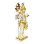 Side view of 14 Inch Standing Marble Dust Lord Shiva Idol with Trishul and Damru