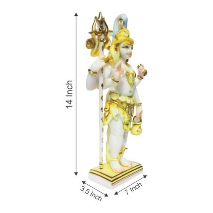 Size Chart and Dimensions for 14 Inch Standing Marble Dust Lord Shiva Idol