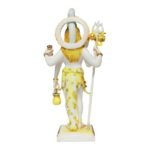 Back view of 14 Inch Standing Marble Dust Lord Shiva Idol showing hair lock details and halo