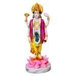 9 Inch Handcrafted Marble Dust Lord Vishnu Venkateshwara Statue with Four Arms