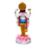 Back view of 9 Inch Marble Dust Lord Vishnu Venkateshwara Statue showing golden arch and rear details