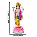 Size Chart and Dimensions for 9 Inch Marble Dust Lord Vishnu Venkateshwara Statue