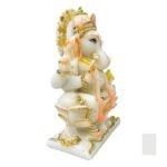 Bottom base view of Marble Dust Lotus Ganesh Idol showing solid lotus foundation