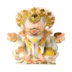 Back view of Marble Dust Lotus Ganesh Idol showing handcrafted lotus base details