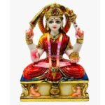 10 Inch Handcrafted Marble Dust Mata Santoshi Idol with Ornate Crown and Sunburst Halo