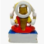 Back view of 10 Inch Handcrafted Marble Dust Mata Santoshi Idol showing rear halo structure and base