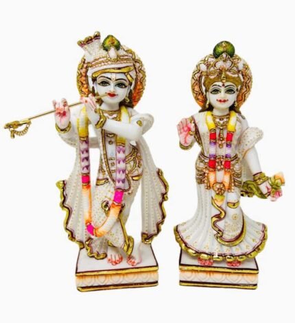9 Inch Marble Dust Radha Krishna Idol Radhey Shyam Statue