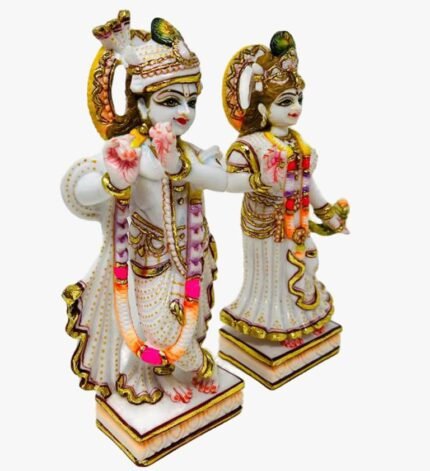 9 Inch Marble Dust Radha Krishna Idol Radhey Shyam Statue for Home Temple