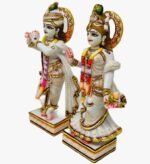 9 Inch Marble Dust Radha Krishna Idol Side Profile View