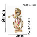 9 Inch Marble Dust Radha Krishna Idol Dimensions and Size Guide