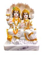 Marble Statue of Lord Vishnu and Goddess Lakshmi Full Front View