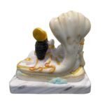 Marble Vishnu Laxmi Idol Sitting on Sheshnaag Back View Detail