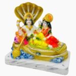 Handcrafted Multicolor Marble Dust Lord Vishnu and Goddess Lakshmi Idol for Home Mandir