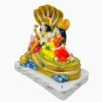 Side view of Multicolor Marble Dust Lord Vishnu and Goddess Lakshmi Idol