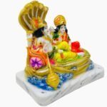 Side profile view of Multicolor Marble Dust Lord Vishnu and Goddess Lakshmi Idol