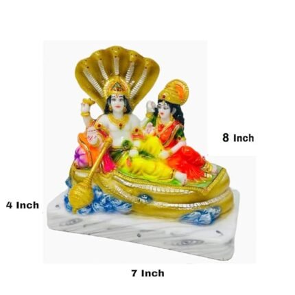 Size Chart and Dimensions for Multicolor Marble Dust Vishnu Laxmi Idol