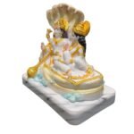 Marble Vishnu Laxmi Idol Sitting on Sheshnaag Side View Detail