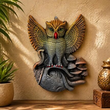 Owl Terracotta Wall Décor Hanging 8 Inch - Handcrafted Clay Wall Art
