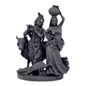 Radha Krishna Murti Black UV Resin 10.16 cm Tall Divine Love Couple Idol for Car Dashboard