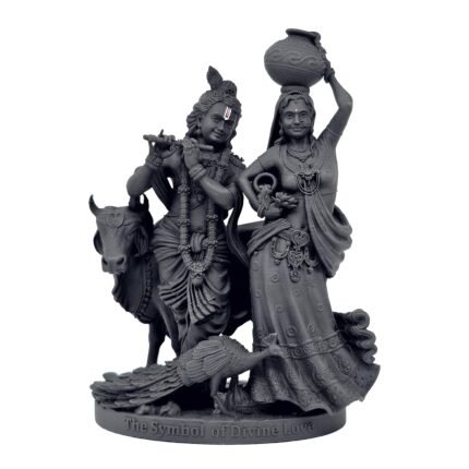 Radha Krishna Murti Black UV Resin 10.16 cm Tall Divine Love Couple Idol for Car Dashboard