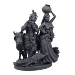 Radha Krishna Murti Black UV Resin 10.16 cm Side Angle View Divine Couple Idol
