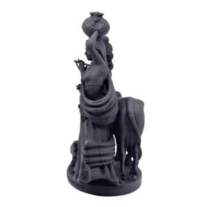 Radha Krishna Murti Black UV Resin 10.16 cm Side Profile View Divine Couple Idol