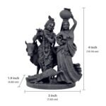 Radha Krishna Murti Black UV Resin 10.16 cm Divine Love Couple Idol Detailed View