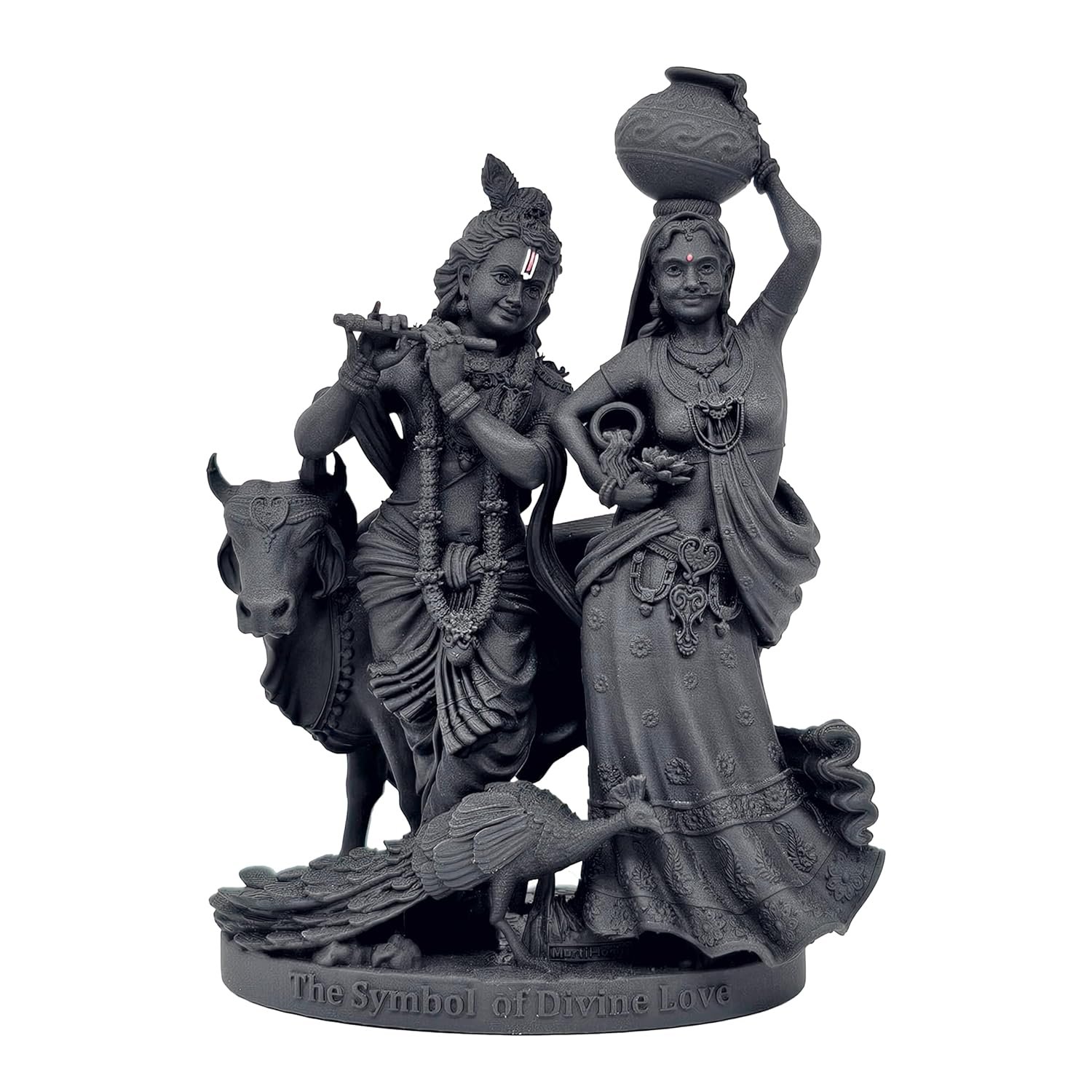 Radha Krishna Murti, UV Resin, Black, 10.16 cm Tall Symbol of Divine Love Radhakrishna Idol, Small, Adhesive Tape Incl, Car Dashboard Radha Krishna Murti Black UV Resin 10.16 cm Tall Divine Love Couple Idol for Car Dashboard