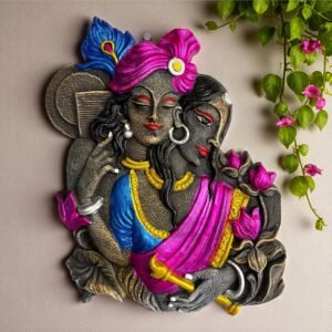 Radha Krishna Wall Hanging Terracotta 10.5 Inch - Handcrafted Divine Clay Art