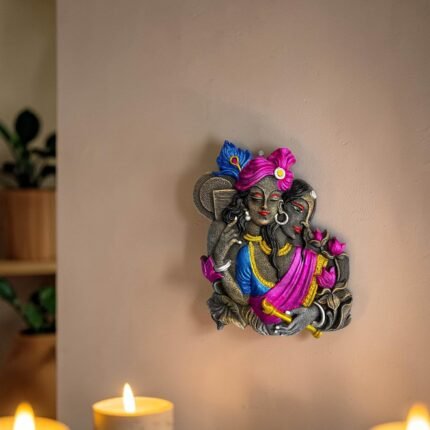 Radha Krishna Wall Hanging Terracotta 10.5 Inch - Front View