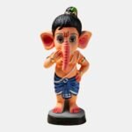 Handmade Rainbow Feathers Bal Ganesha Clay Figurine for Home Decor and Puja