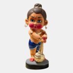 Rainbow Feathers Bal Krishna Handmade Clay Figurine Back View
