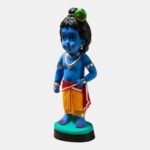 Rainbow Feathers Bal Krishna Handmade Clay Figurine Back View