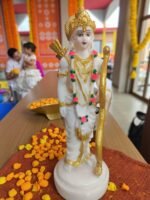 Angle View of Marble Dust Ram Darbar Murti for Home Temple