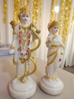 Marble Dust Ram Darbar Murti with Lord Ram, Sita, Lakshman, and Hanuman for Home Temple