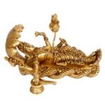 Ranganatha Swamy Vishnu Resting On Sheshnag 7.5 Inch Brass Statue Detail View S3