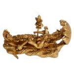 Ranganatha Swamy Vishnu Resting On Sheshnag 7.5 Inch Brass Statue Side Angle View