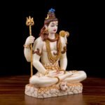 Side Angle View of 9 Inch Lord Shiva Marble Dust Statue with Trishul