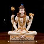 Shiv Parivar Marble Dust Idol Front View with Height Dimension Scale for Home Temple