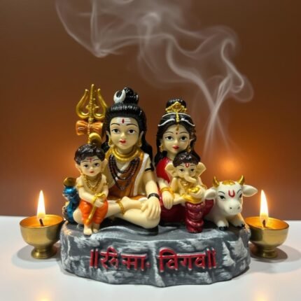 Shiva Parivar for Car Dashboard Shiva Idol Statues for Car Temple and Office Desk