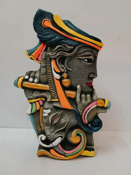Shree Krishna on Airavat terracotta flower vase decorative showpiece measuring 27 cm for home decor