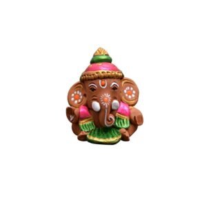 Handpainted terracotta earthenware baby Ganesha idol for car dashboard and home decor