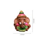 Side angle view of Terracotta Earthenware Handpainted Baby Car Ganesha showing size scale
