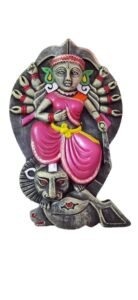 Terracotta Handpainted Singha Bahini Devi Durga Wall Decor Showpiece