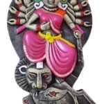 Terracotta Handpainted Singha Bahini Devi Durga Wall Decor Showpiece