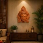 Terracotta Maa Durga Face Wall Hanging 15 Inch - Front View Handcrafted Art