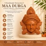 Terracotta Maa Durga Face Wall Hanging 15 Inch - Inspirational Home Display Angle