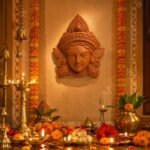 Terracotta Maa Durga Face Wall Hanging 15 Inch - Product Presentation View